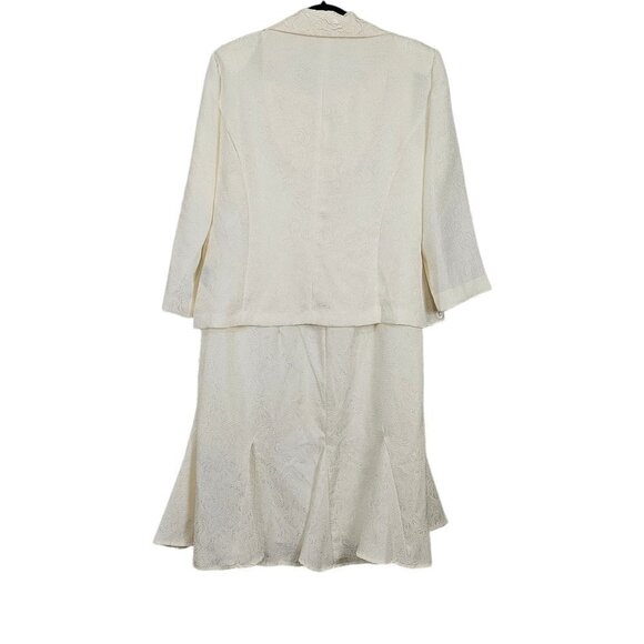 Danny And Nicole Cream Embroidered Two Piece Jacket And Dress - Picture 8 of 16